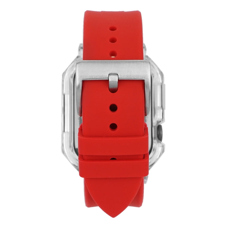 Crystal Clear Polycarbonate Case Silicone Watch Band For Apple Watch Series 8&7 45mm / SE 2&6&SE&5&4 44mm / 3&2&1 42mm(Red) - Watch Cases by buy2fix | Online Shopping UK | buy2fix