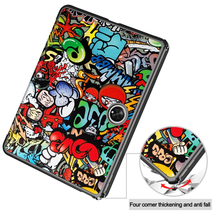 For OnePlus Pad Custer Painted 3-Fold Holder Smart Leather Tablet Case(Graffiti) - Others by buy2fix | Online Shopping UK | buy2fix