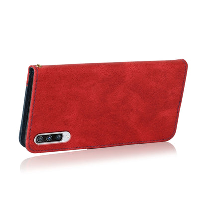For Samsung Galaxy A50 / A30s / A50s Dual-color Stitching Leather Phone Case(Red Blue) - Galaxy Phone Cases by buy2fix | Online Shopping UK | buy2fix