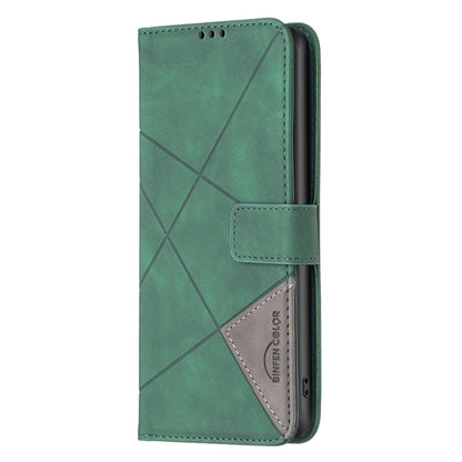 For Samsung Galaxy M14 5G Magnetic Buckle Rhombus Texture Leather Phone Case(Green) - Galaxy Phone Cases by buy2fix | Online Shopping UK | buy2fix