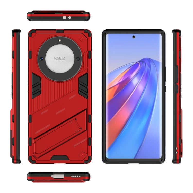 For Honor X9a/X40 5G/Magic5 Lite Punk Armor PC + TPU Phone Case with Holder(Red) - Honor Cases by buy2fix | Online Shopping UK | buy2fix