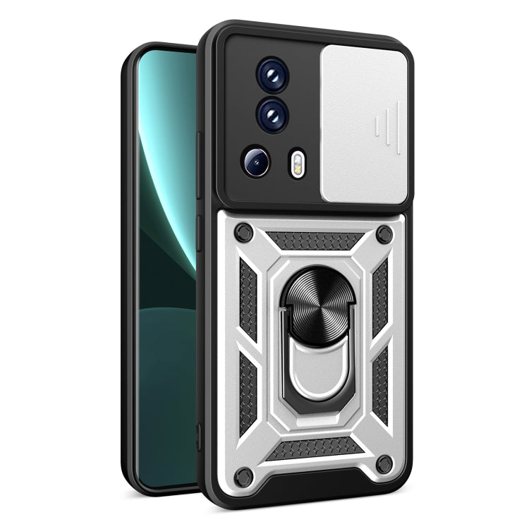 For Xiaomi Civi 2 5G / 13 Lite Sliding Camera Cover Design TPU+PC Phone Case(Silver) - 13 Lite Cases by buy2fix | Online Shopping UK | buy2fix