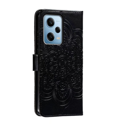 For Xiaomi Redmi Note 12 Pro 5G Global Sun Mandala Embossing Pattern Phone Leather Case(Black) - Note 12 Pro Cases by buy2fix | Online Shopping UK | buy2fix