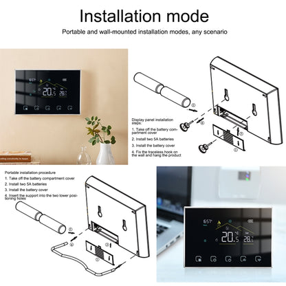 BHT-8000RF-VA- GBW Wireless Smart LED Screen Thermostat With WiFi, Specification:Electric Heating - Thermostat & Thermometer by buy2fix | Online Shopping UK | buy2fix