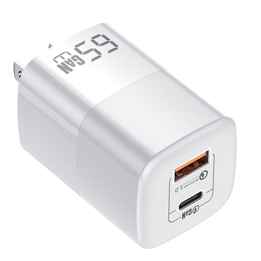 KUULAA RY-U65A 65W USB + USB-C / Type-C Dual Port Gallium Nitride Charger, Plug:US(White) - USB Charger by KUULAA | Online Shopping UK | buy2fix