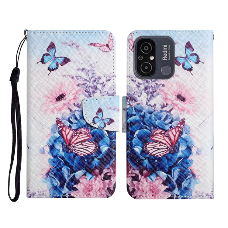 For Xiaomi Redmi 12C Colored Drawing Pattern Flip Leather Phone Case(Purple Butterfly) - Xiaomi Cases by buy2fix | Online Shopping UK | buy2fix