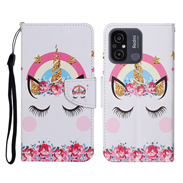 For Xiaomi Redmi 12C Colored Drawing Pattern Flip Leather Phone Case(Crown Unicorn) - Xiaomi Cases by buy2fix | Online Shopping UK | buy2fix