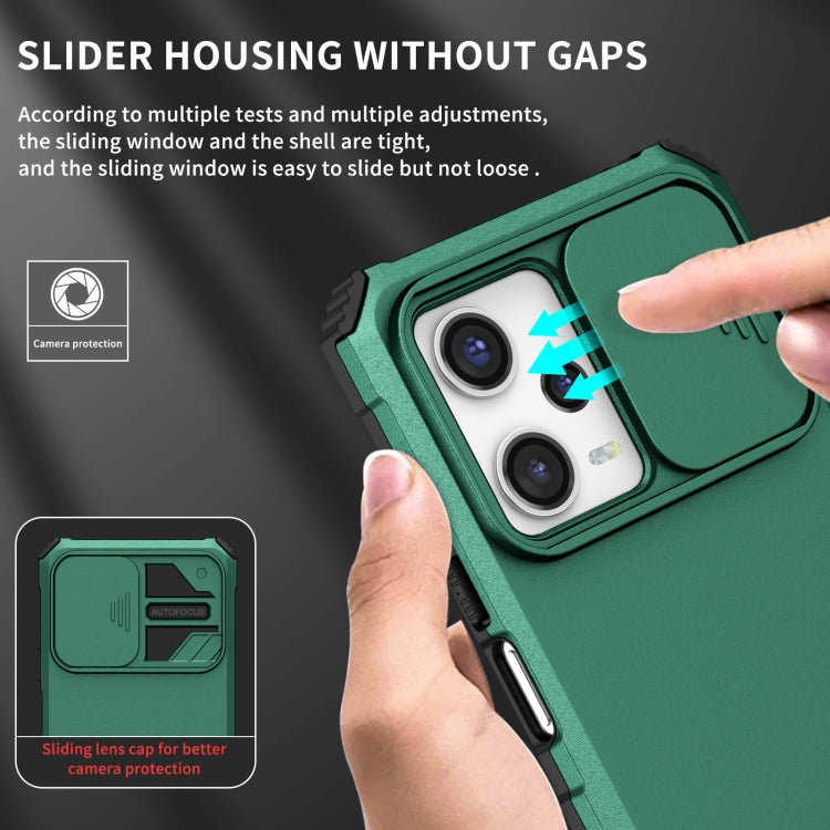 For Xiaomi Redmi Note 12 Pro 5G / Poco X5 Pro Stereoscopic Holder Sliding Camshield Phone Case(Green) - Note 12 Pro Cases by buy2fix | Online Shopping UK | buy2fix