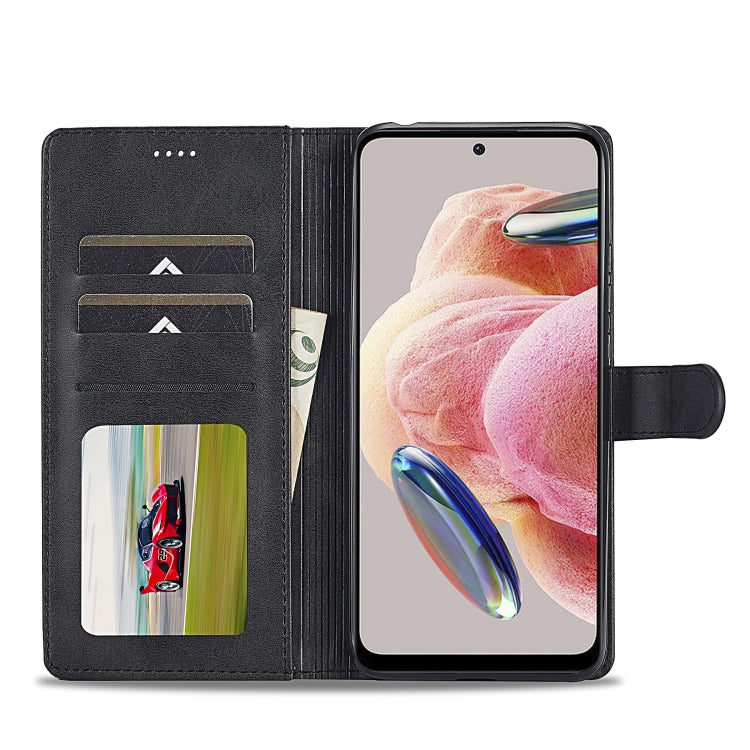 For Xiaomi Redmi Note 12 4G Global LC.IMEEKE Calf Texture Leather Phone Case(Black) - Note 12 Cases by LC.IMEEKE | Online Shopping UK | buy2fix