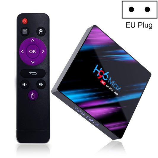 H96 Max-3318 4K Ultra HD Android TV Box with Remote Controller, Android 10.0, RK3318 Quad-Core 64bit Cortex-A53, 4GB+32GB, Support TF Card / USBx2 / AV / Ethernet, Plug Specification:EU Plug - Consumer Electronics by buy2fix | Online Shopping UK | buy2fix