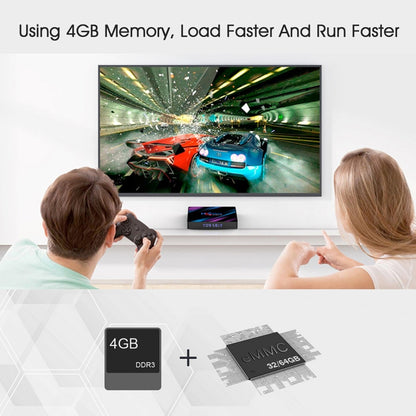H96 Max-3318 4K Ultra HD Android TV Box with Remote Controller, Android 10.0, RK3318 Quad-Core 64bit Cortex-A53, 4GB+64GB, Support TF Card / USBx2 / AV / Ethernet, Plug Specification:UK Plug - Consumer Electronics by buy2fix | Online Shopping UK | buy2fix