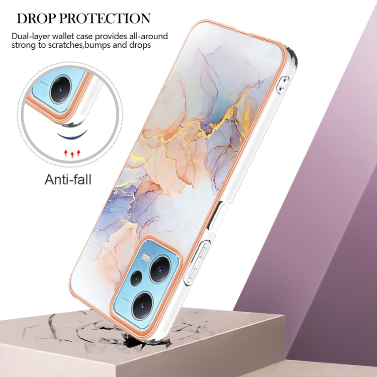 Electroplating IMD TPU Phone Case For Xiaomi Redmi Note 12 5G Global/Note 12 5G China/Poco X5 5G(White Marble) - Note 12 Cases by buy2fix | Online Shopping UK | buy2fix