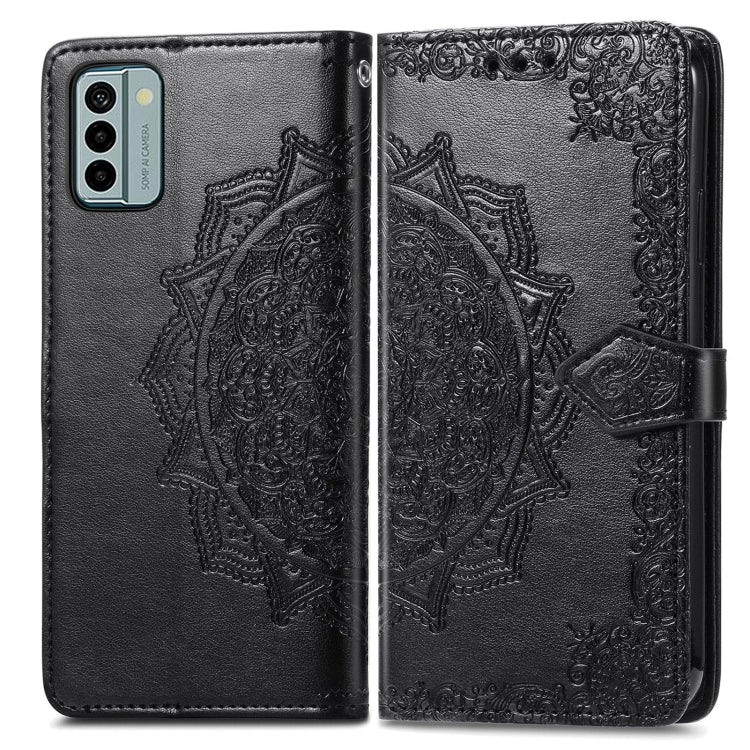 For Nokia G22 Mandala Flower Embossed Leather Phone Case(Black) - Nokia Cases by buy2fix | Online Shopping UK | buy2fix