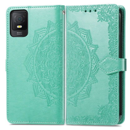 For TCL 403 Mandala Flower Embossed Leather Phone Case(Green) - More Brand by buy2fix | Online Shopping UK | buy2fix