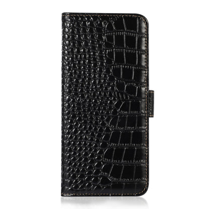 For Motorola Moto G14 4G Crocodile Top Layer Cowhide Leather Phone Case(Black) - Motorola Cases by buy2fix | Online Shopping UK | buy2fix
