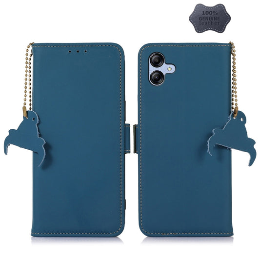 For Samsung Galaxy F14 5G Genuine Leather Magnetic RFID Leather Phone Case(Blue) - Galaxy Phone Cases by buy2fix | Online Shopping UK | buy2fix