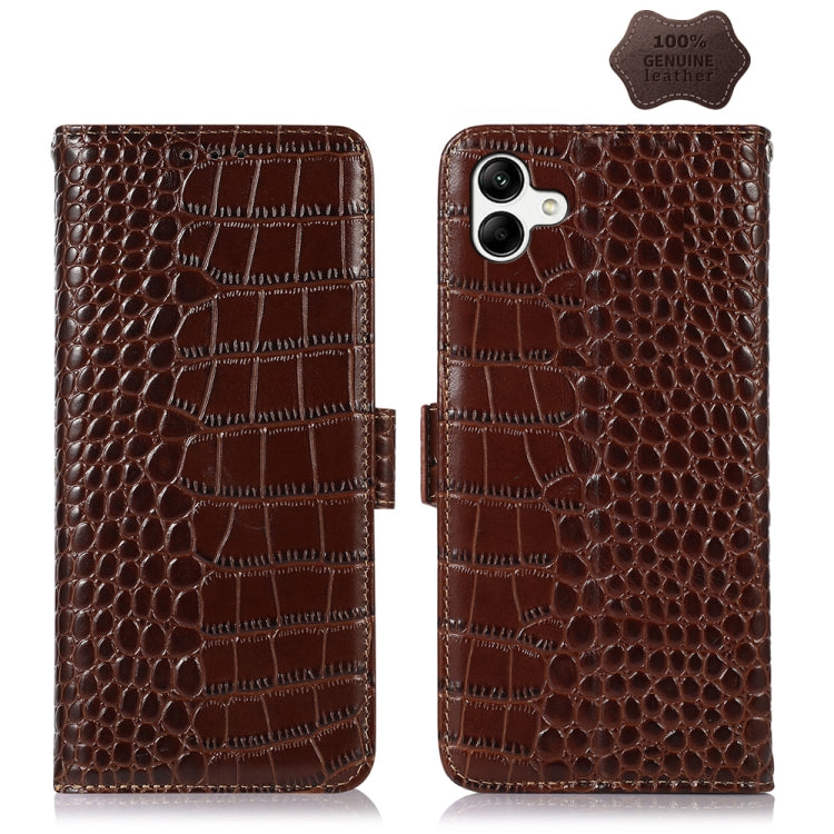 For Samsung Galaxy F14 5G Crocodile Top Layer Cowhide Leather Phone Case(Brown) - Galaxy Phone Cases by buy2fix | Online Shopping UK | buy2fix