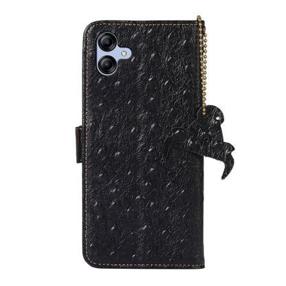 For Samsung Galaxy F14 5G Ostrich Pattern Genuine Leather RFID Phone Case(Black) - Galaxy Phone Cases by buy2fix | Online Shopping UK | buy2fix