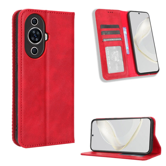 For Huawei nova 11 Pro Magnetic Buckle Retro Texture Leather Phone Case(Red) - Huawei Cases by buy2fix | Online Shopping UK | buy2fix