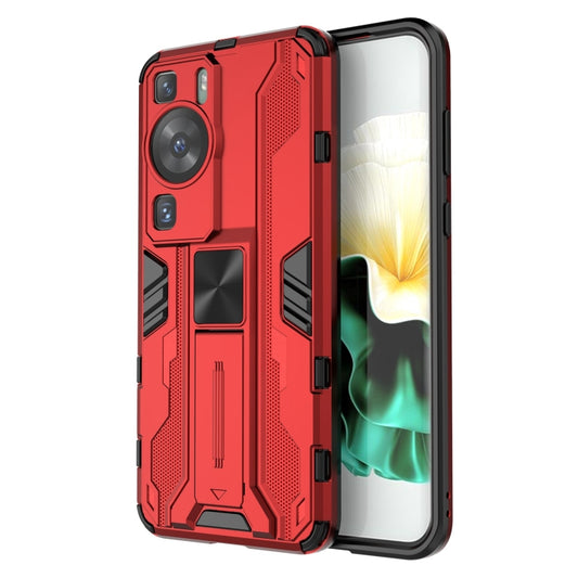 For Huawei P60 / P60 Pro Supersonic Holder PC Soft TPU Phone Case(Red) - Huawei Cases by buy2fix | Online Shopping UK | buy2fix