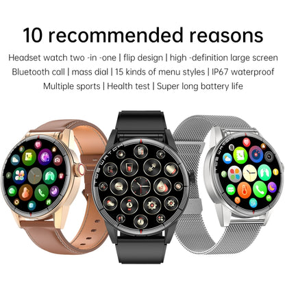 R6 1.32 inch Round Screen 2 in 1 Bluetooth Earphone Smart Watch, Support Bluetooth Call / Health Monitoring(Silver Steel Strap) -  by buy2fix | Online Shopping UK | buy2fix