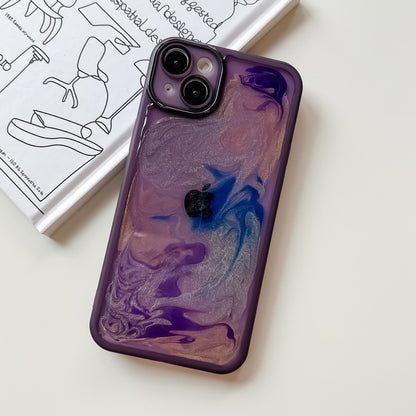 For iPhone 14 Plus Oil Painting Electroplating TPU Phone Case(Purple) - iPhone 14 Plus Cases by buy2fix | Online Shopping UK | buy2fix