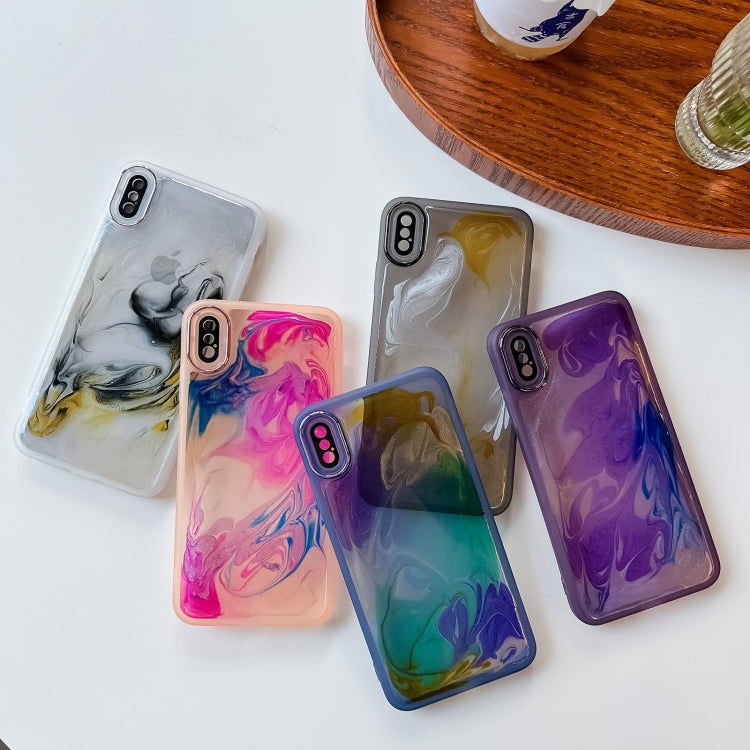 For iPhone XS Max Oil Painting Electroplating TPU Phone Case(Grey) - More iPhone Cases by buy2fix | Online Shopping UK | buy2fix