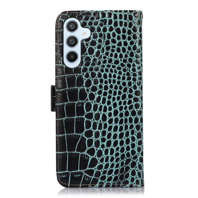 For Samsung Galaxy M34 5G Crocodile Top Layer Cowhide Leather Phone Case(Green) - Galaxy Phone Cases by buy2fix | Online Shopping UK | buy2fix