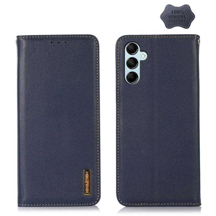 For Samsung Galaxy M54 5G KHAZNEH Nappa Top Layer Cowhide Leather Phone Case(Blue) - Galaxy Phone Cases by buy2fix | Online Shopping UK | buy2fix