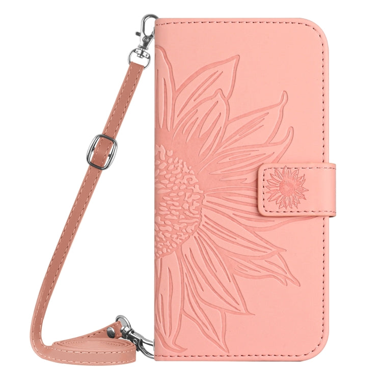 For Xiaomi Poco F5 Skin Feel Sun Flower Embossed Flip Leather Phone Case with Lanyard(Pink) - Xiaomi Cases by buy2fix | Online Shopping UK | buy2fix