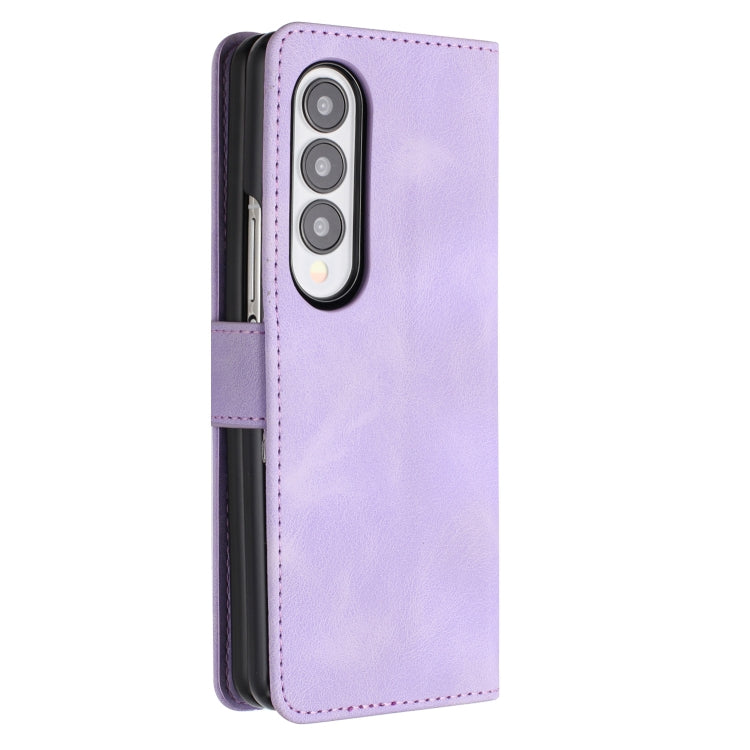 For Samsung Galaxy Z Fold4 5G Heart Pattern Skin Feel Leather Phone Case(Purple) - Galaxy Z Fold4 5G Cases by buy2fix | Online Shopping UK | buy2fix