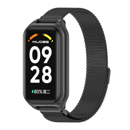 For Xiaomi Smart Band 8 Active / Redmi Band 2 Mijobs Metal Shell + Milan Magnetic Metal Watch Band(Black) - Watch Bands by MIJOBS | Online Shopping UK | buy2fix