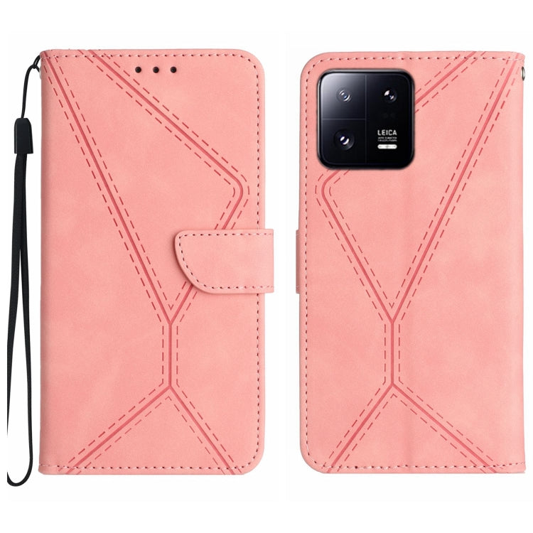 For Xiaomi 13 Pro Stitching Embossed Leather Phone Case(Pink) - 13 Pro Cases by buy2fix | Online Shopping UK | buy2fix