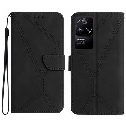 For Xiaomi POCO F4 5G Stitching Embossed Leather Phone Case(Black) - Xiaomi Cases by buy2fix | Online Shopping UK | buy2fix