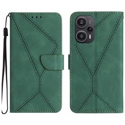 For Xiaomi POCO F5 5G Stitching Embossed Leather Phone Case(Green) - Xiaomi Cases by buy2fix | Online Shopping UK | buy2fix