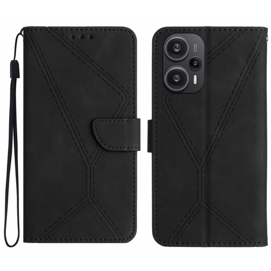 For Xiaomi POCO F5 5G Stitching Embossed Leather Phone Case(Black) - Xiaomi Cases by buy2fix | Online Shopping UK | buy2fix