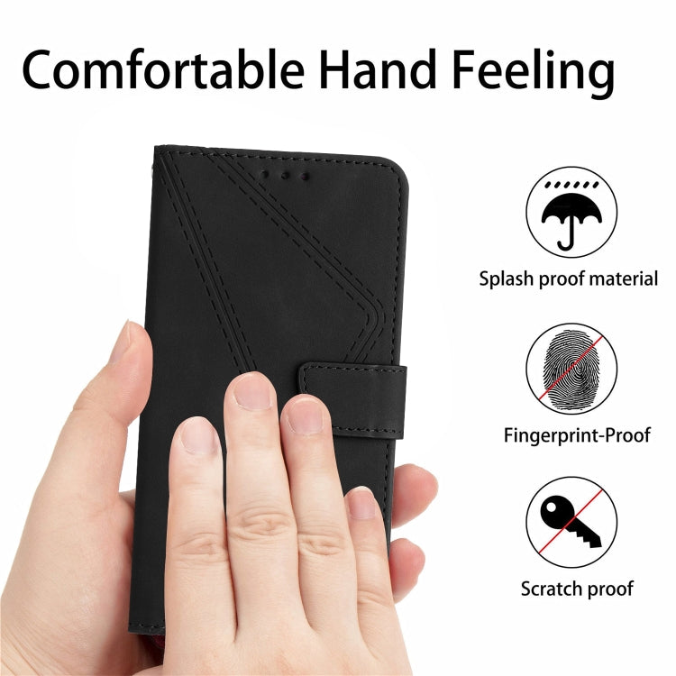 For Xiaomi POCO M5 / M4 5G Stitching Embossed Leather Phone Case(Black) - Xiaomi Cases by buy2fix | Online Shopping UK | buy2fix