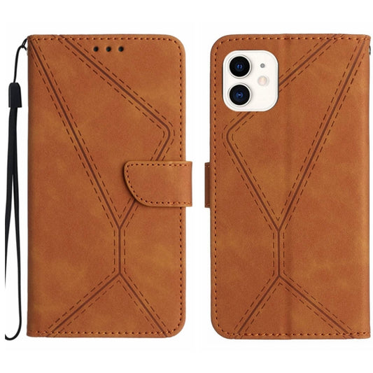 For iPhone 11 Stitching Embossed Leather Phone Case(Brown) - iPhone 11 Cases by buy2fix | Online Shopping UK | buy2fix