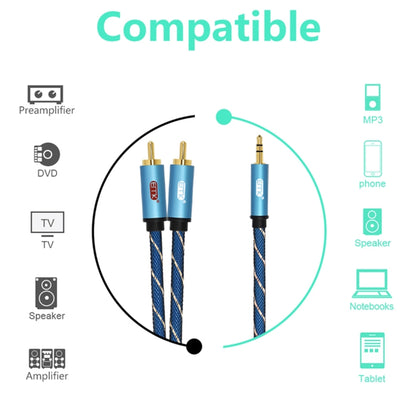 EMK 3.5mm Jack Male to 2 x RCA Male Gold Plated Connector Speaker Audio Cable, Cable Length:1m(Dark Blue) - Audio Optical Cables by EMK | Online Shopping UK | buy2fix