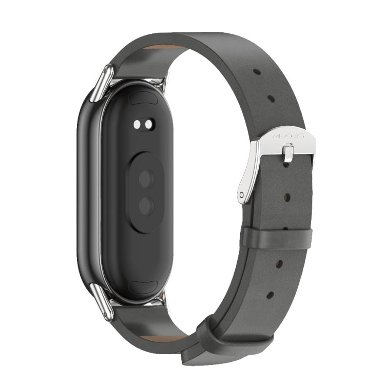 For Xiaomi Mi Band 8 / 9 / 9 NFC Mijobs Microfiber PU Leather Watch Band(Grey Silver) - Watch Bands by MIJOBS | Online Shopping UK | buy2fix