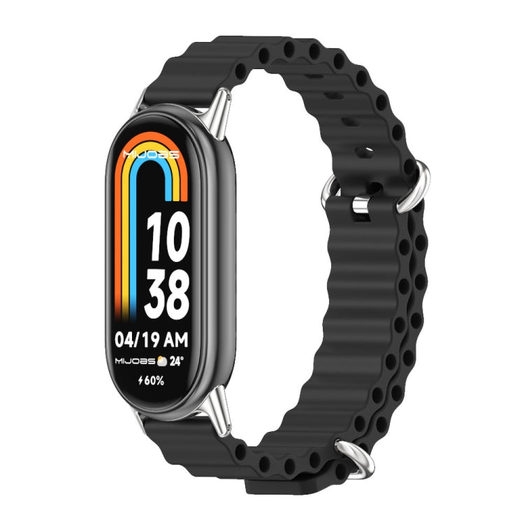 For Xiaomi Mi Band 8 / 9 / 9 NFC Mijobs Marine Silicone Breathable Watch Band(Black Silver) - Watch Bands by MIJOBS | Online Shopping UK | buy2fix