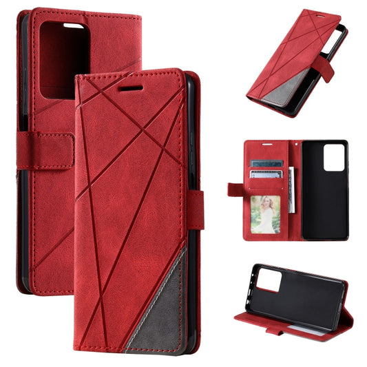 For Redmi Note 12 Pro Speed Skin Feel Splicing Horizontal Flip Leather Phone Case(Red) - Xiaomi Cases by buy2fix | Online Shopping UK | buy2fix