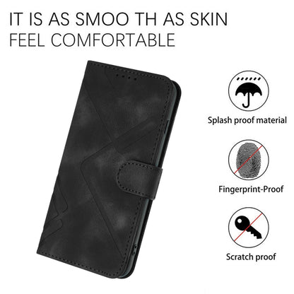 For Honor X8 4G/X30i/Play6T Pro Line Pattern Skin Feel Leather Phone Case(Black) - Honor Cases by buy2fix | Online Shopping UK | buy2fix