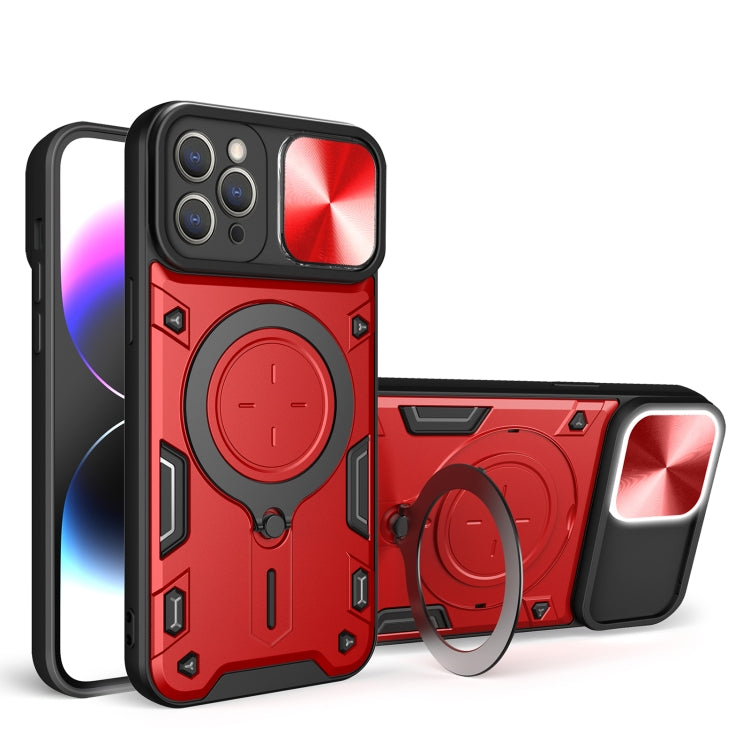 For iPhone 11 Pro CD Texture Sliding Camshield Magnetic Holder Phone Case(Red) - iPhone 11 Pro Cases by buy2fix | Online Shopping UK | buy2fix