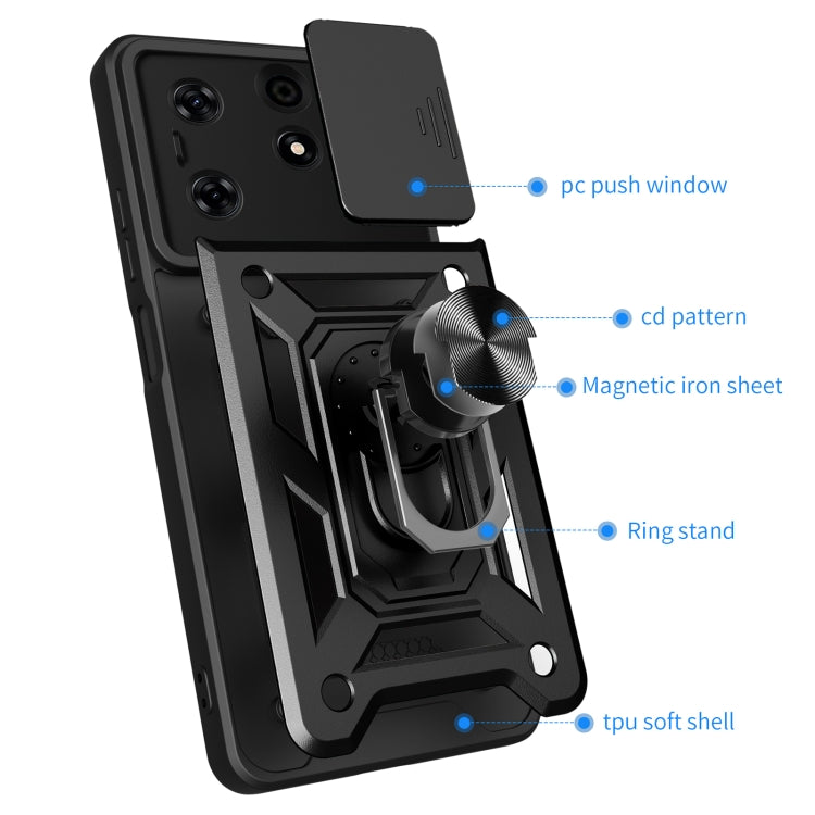 For Tecno Spark 10 Pro Sliding Camera Cover Design TPU+PC Phone Case(Black) - Tecno Cases by buy2fix | Online Shopping UK | buy2fix