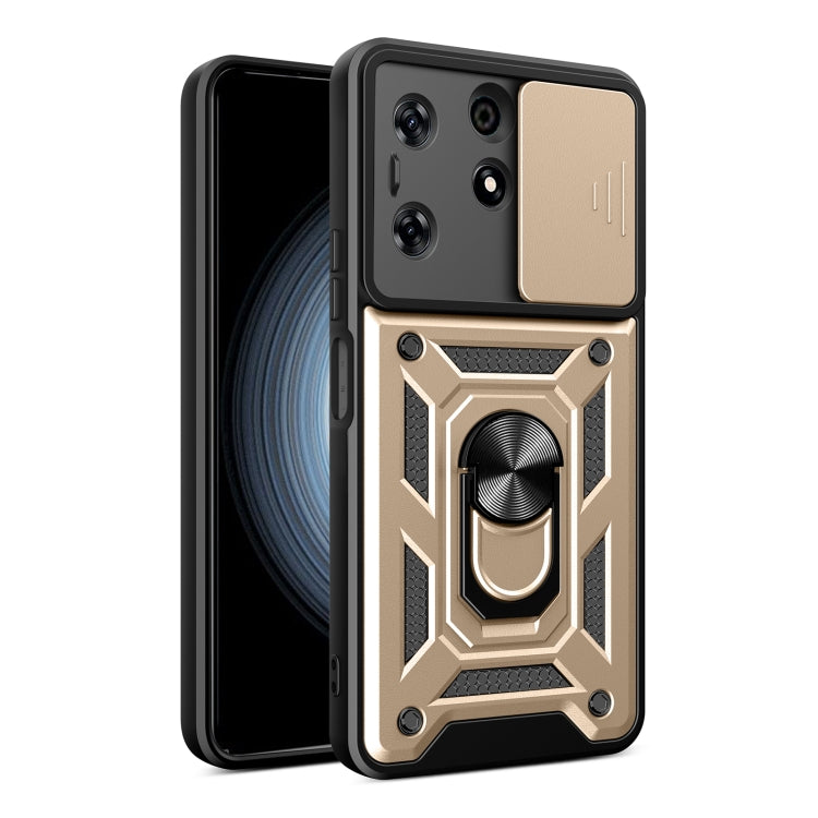 For Tecno Spark 10 Pro Sliding Camera Cover Design TPU+PC Phone Case(Gold) - Tecno Cases by buy2fix | Online Shopping UK | buy2fix