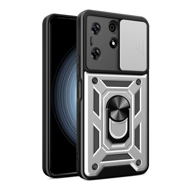 For Tecno Spark 10 Pro Sliding Camera Cover Design TPU+PC Phone Case(Silver) - Tecno Cases by buy2fix | Online Shopping UK | buy2fix