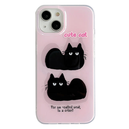 For iPhone 12 Pro IMD Cute Animal Pattern Phone Case(Cat) - iPhone 12 / 12 Pro Cases by buy2fix | Online Shopping UK | buy2fix