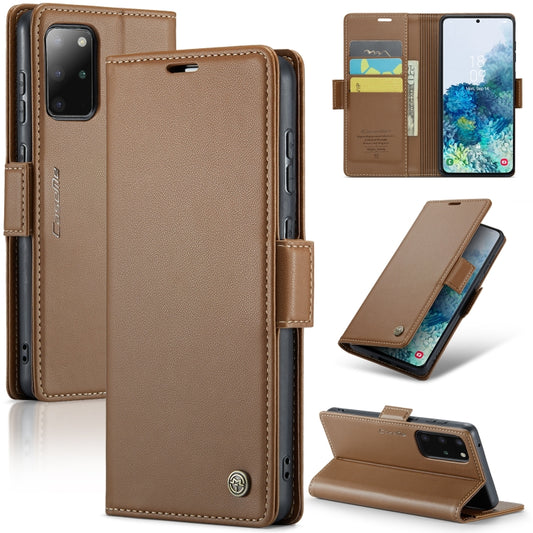 For Samsung Galaxy S20+ CaseMe 023 Butterfly Buckle Litchi Texture RFID Anti-theft Leather Phone Case(Brown) - Galaxy Phone Cases by CaseMe | Online Shopping UK | buy2fix