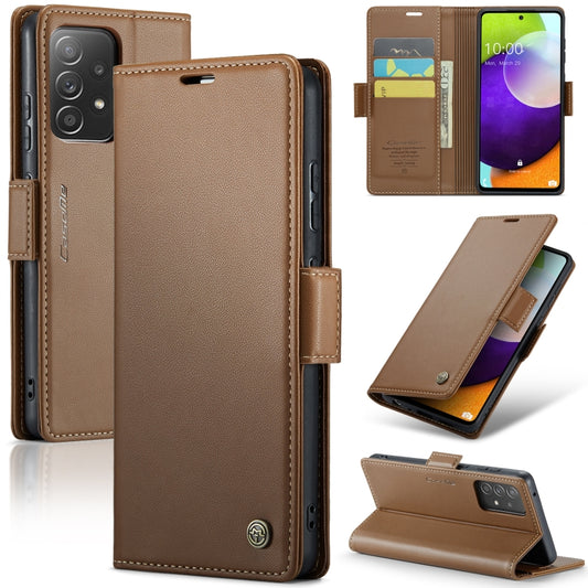 For Samsung Galaxy A52/A52s 5G CaseMe 023 Butterfly Buckle Litchi Texture RFID Anti-theft Leather Phone Case(Brown) - Galaxy Phone Cases by CaseMe | Online Shopping UK | buy2fix